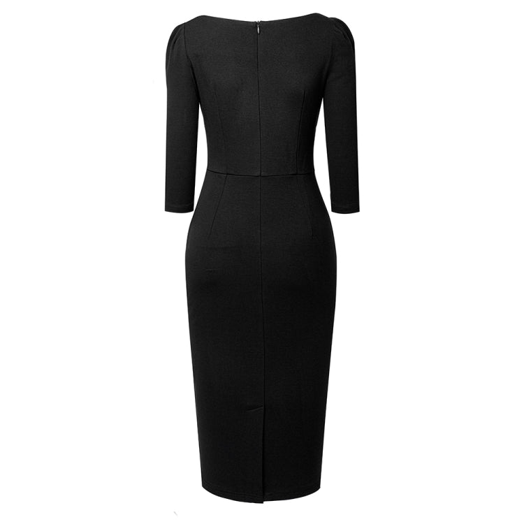 BamBam Fashion Women Solid Color Mid Waist Patchwork Bodycon Autumn Winter Dress - BamBam