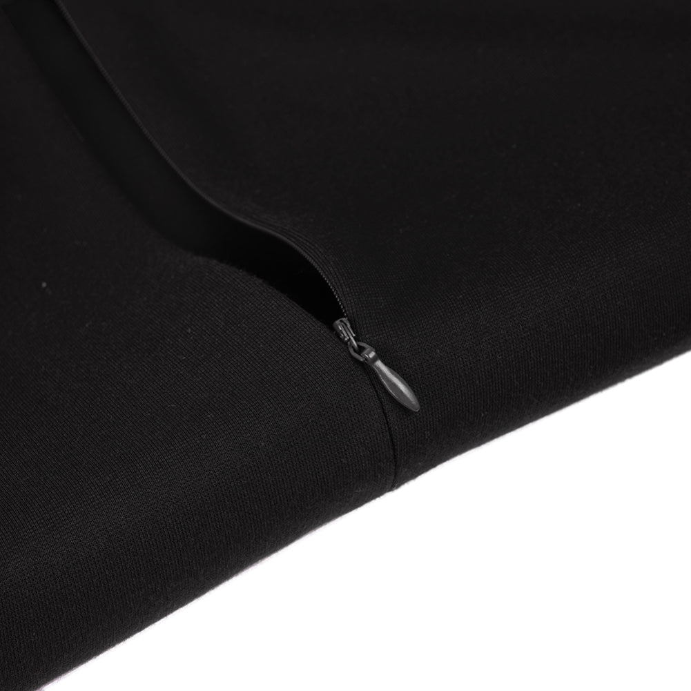 BamBam Contrast O-Neck Slit Keyhole Midi Dress with Short Sleeves - BamBam