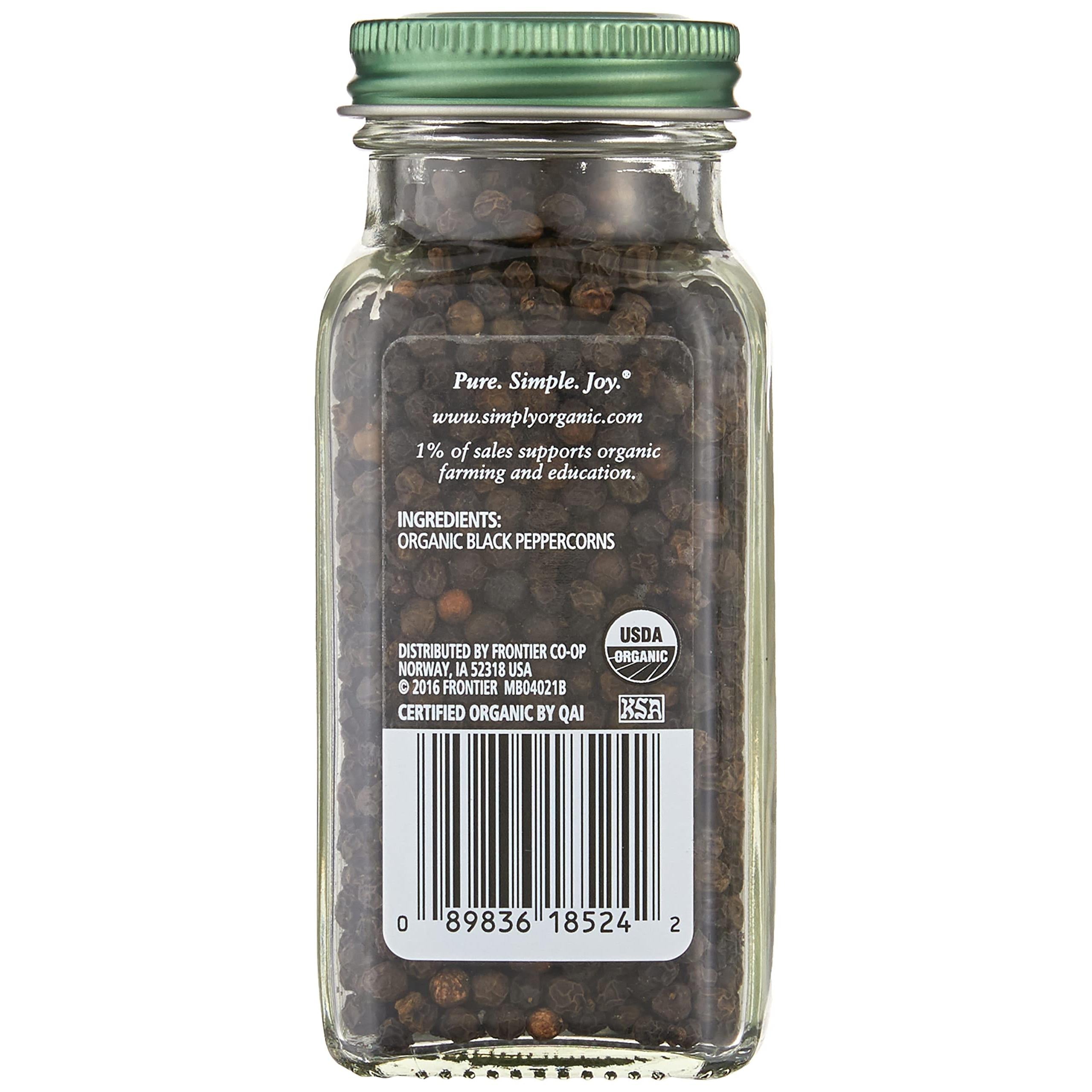 Simply Organic, Black Peppercorns, 2.65 oz