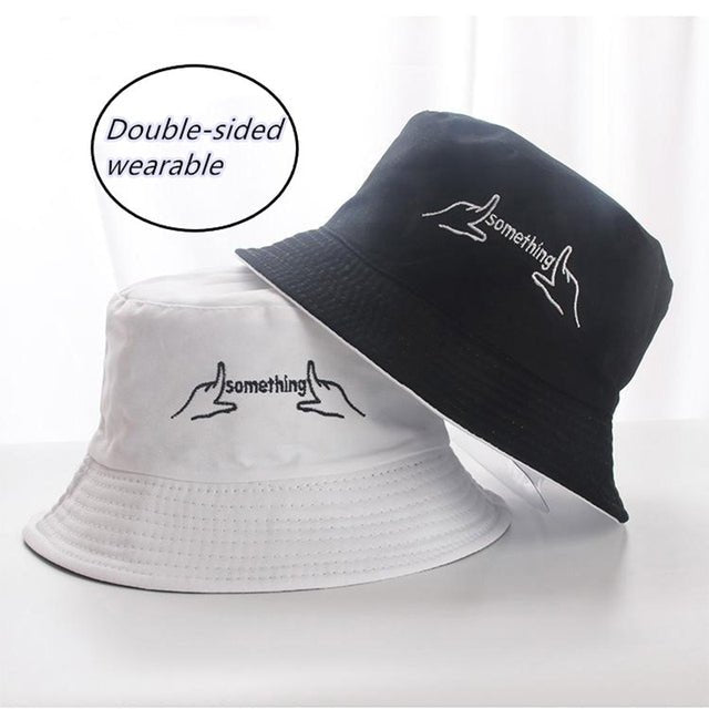 Double Sided Wear Dense Embroidery Letter Panama Bucket Hat Men Women Outdoors Street Beach Fisherman Caps