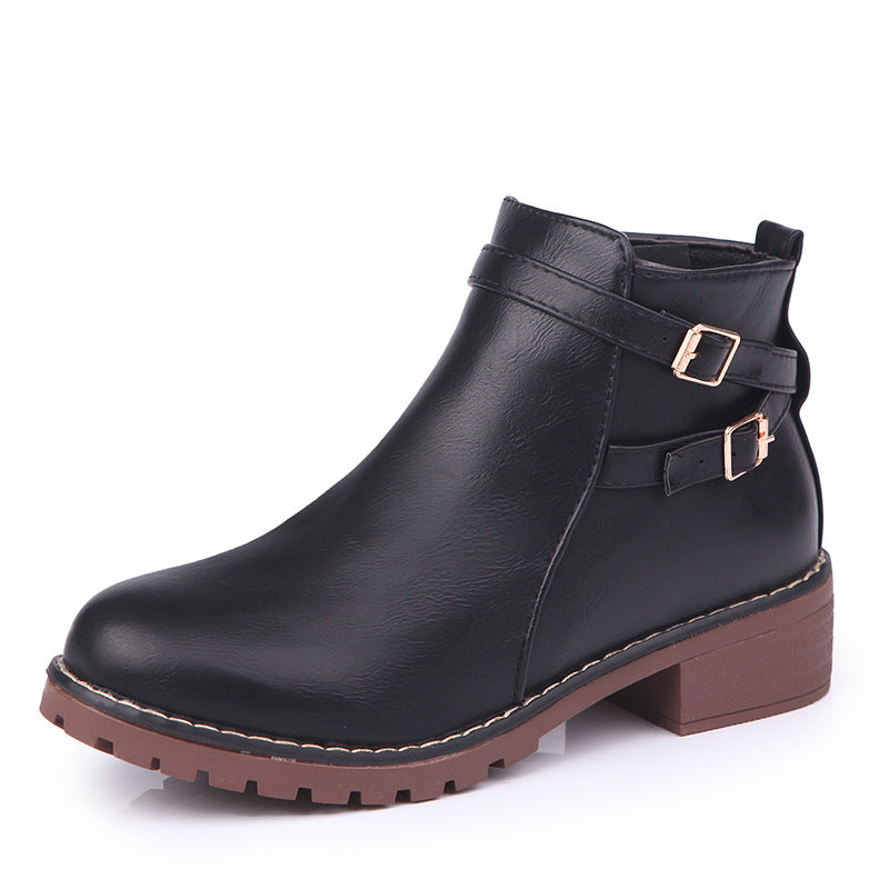 Martin boots with round toe warm leather boots