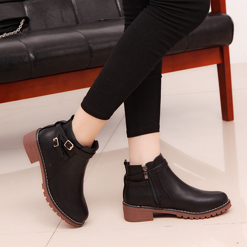 Martin boots with round toe warm leather boots