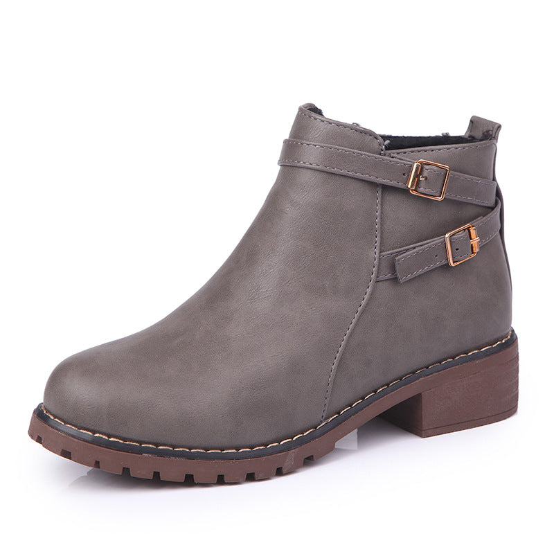 Martin boots with round toe warm leather boots