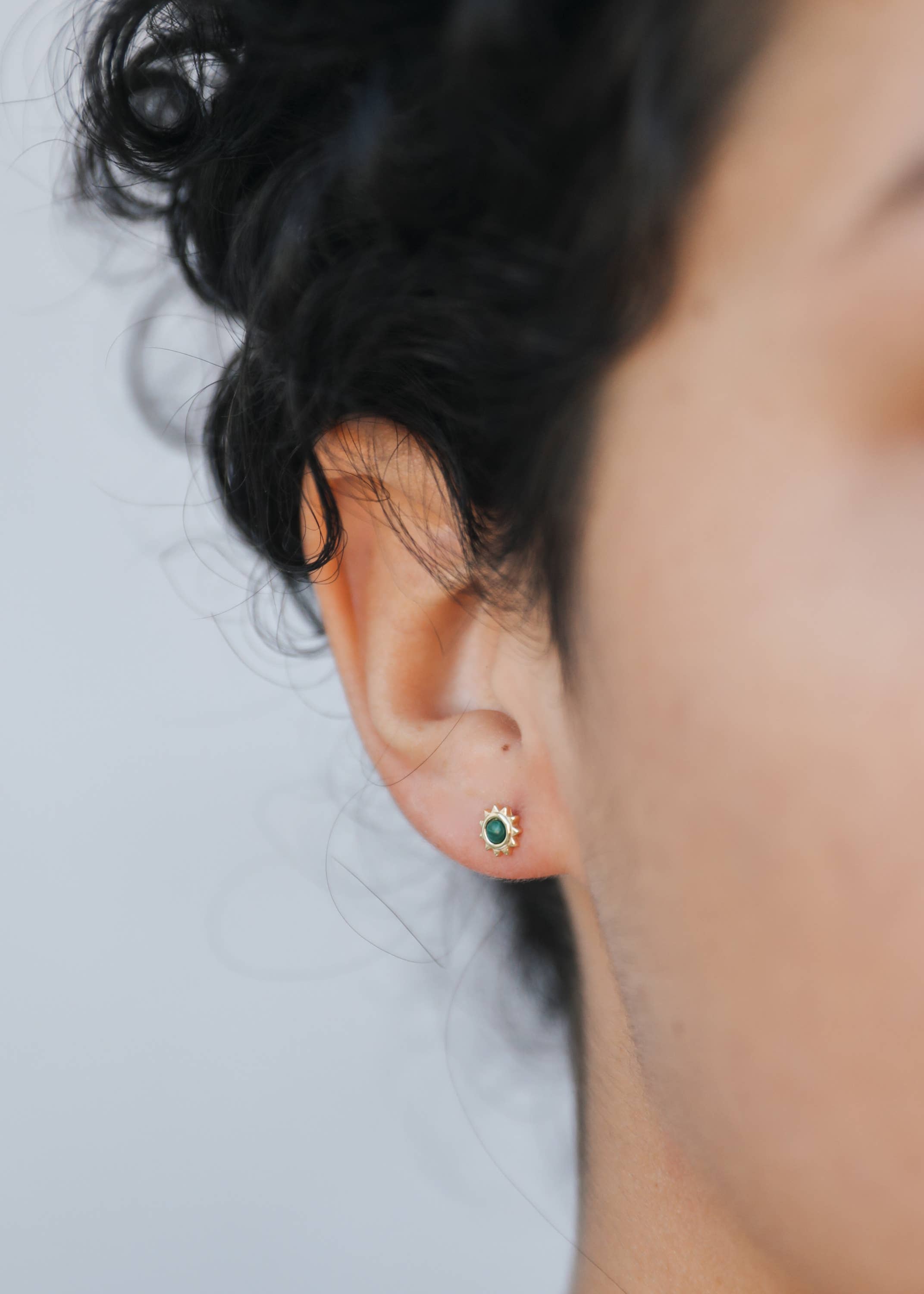 Malachite Sun Stud Earrings