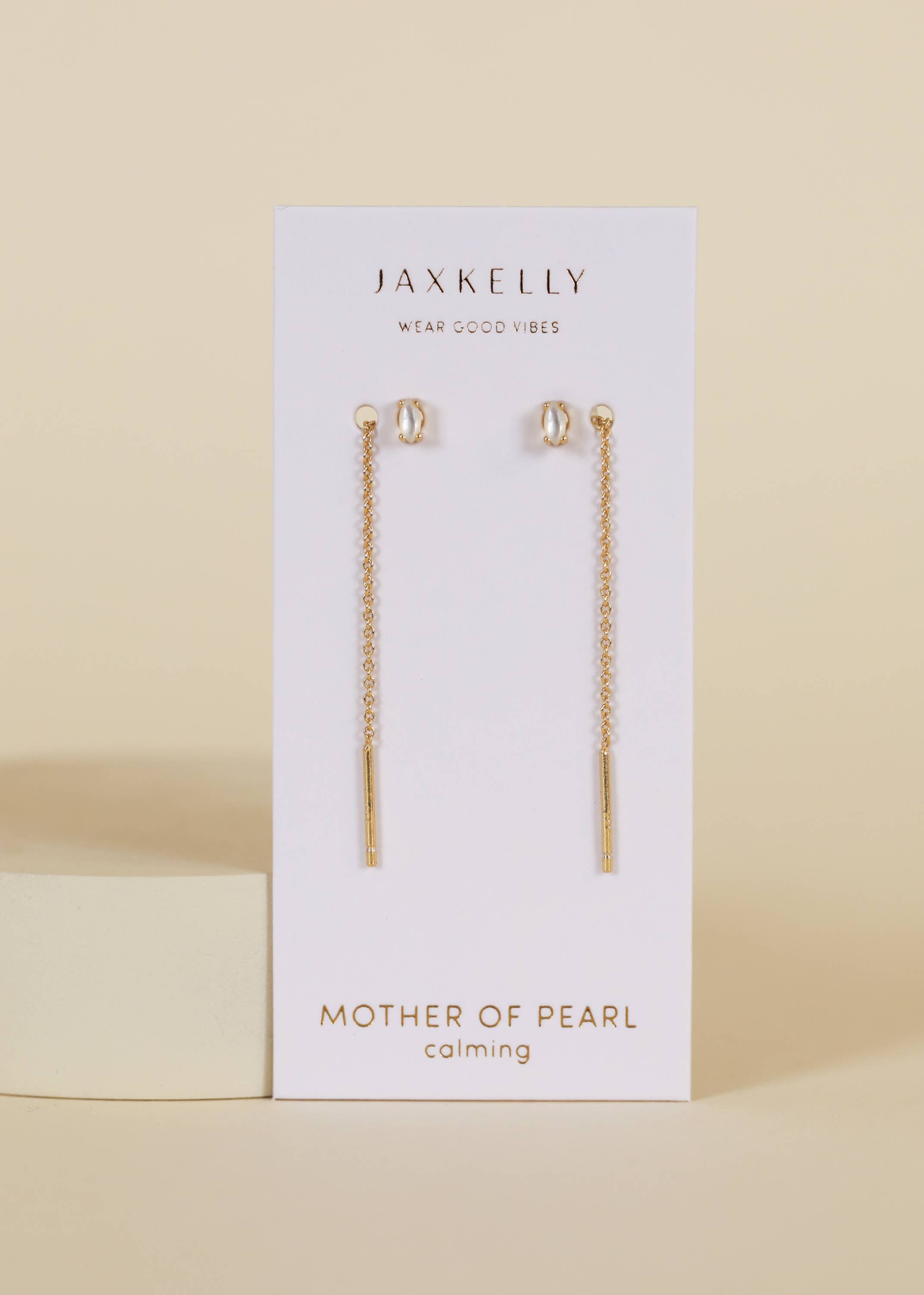 Mother Of Pearl Studded Threader Earrings