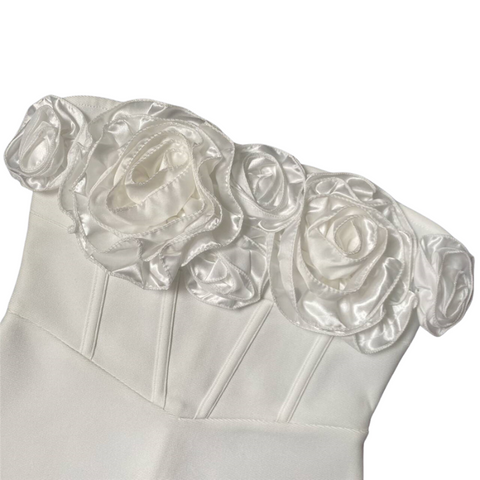 Abito midi Albany senza spalline con fiori e fasciatura