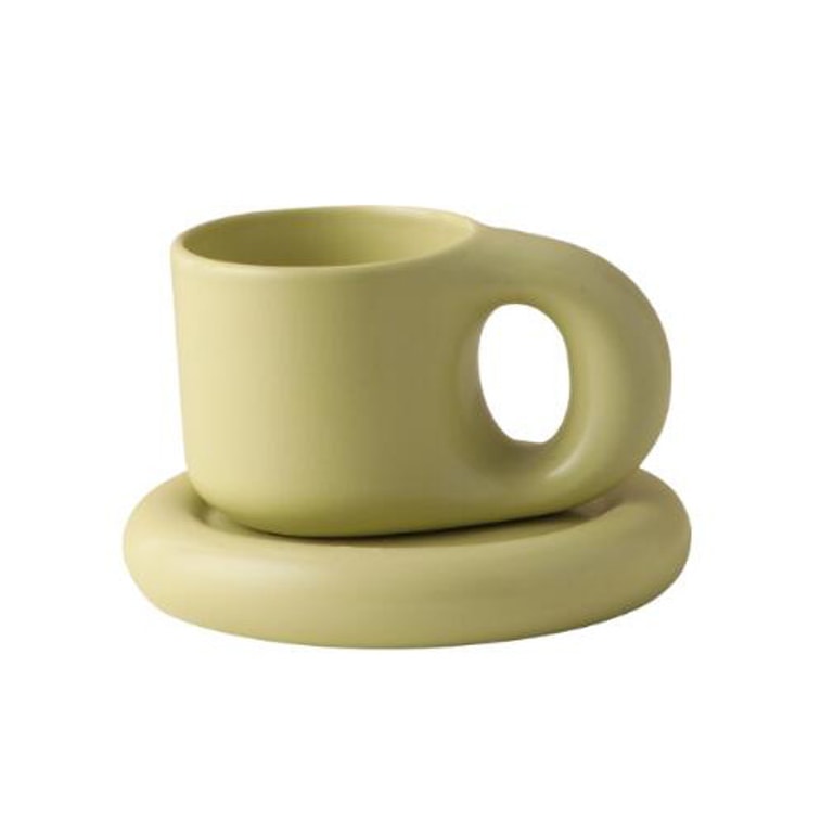 Big-ear Rounded Coffee Mug with Plate