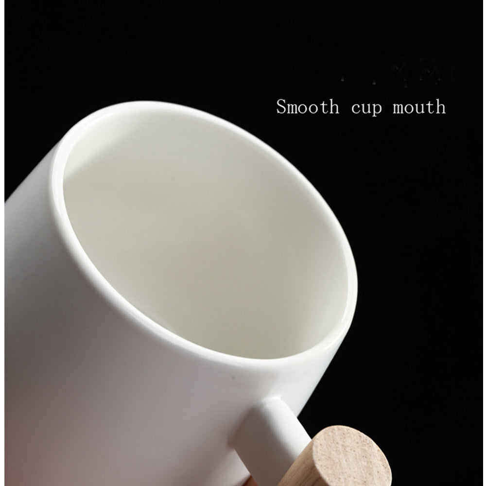 Wooden Handle Ceramic Large Coffee Mug