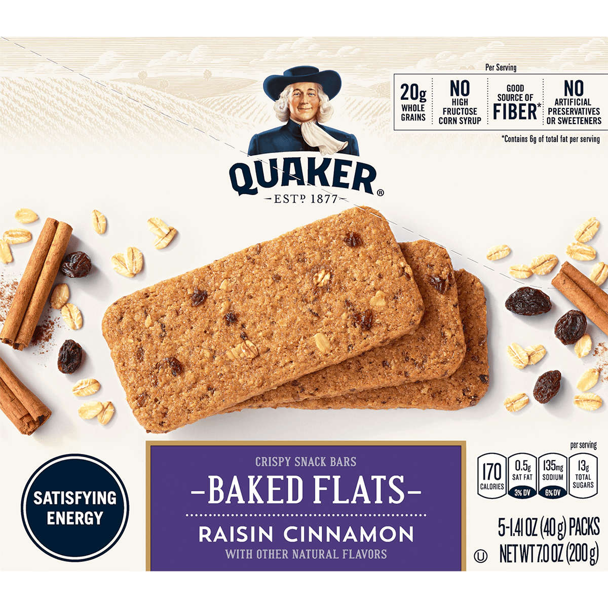 Quaker Breakfast Flats Cinn/Raisin 7oz