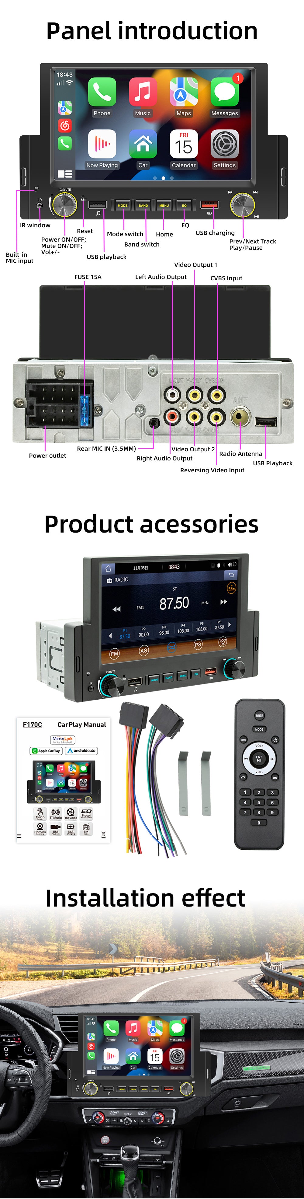 Universal Bluetooth Car radio single 1 din Autoradio 5 Inch screen wit–  EinCar Official Car Stereo Wholesale Factory Manufacturer