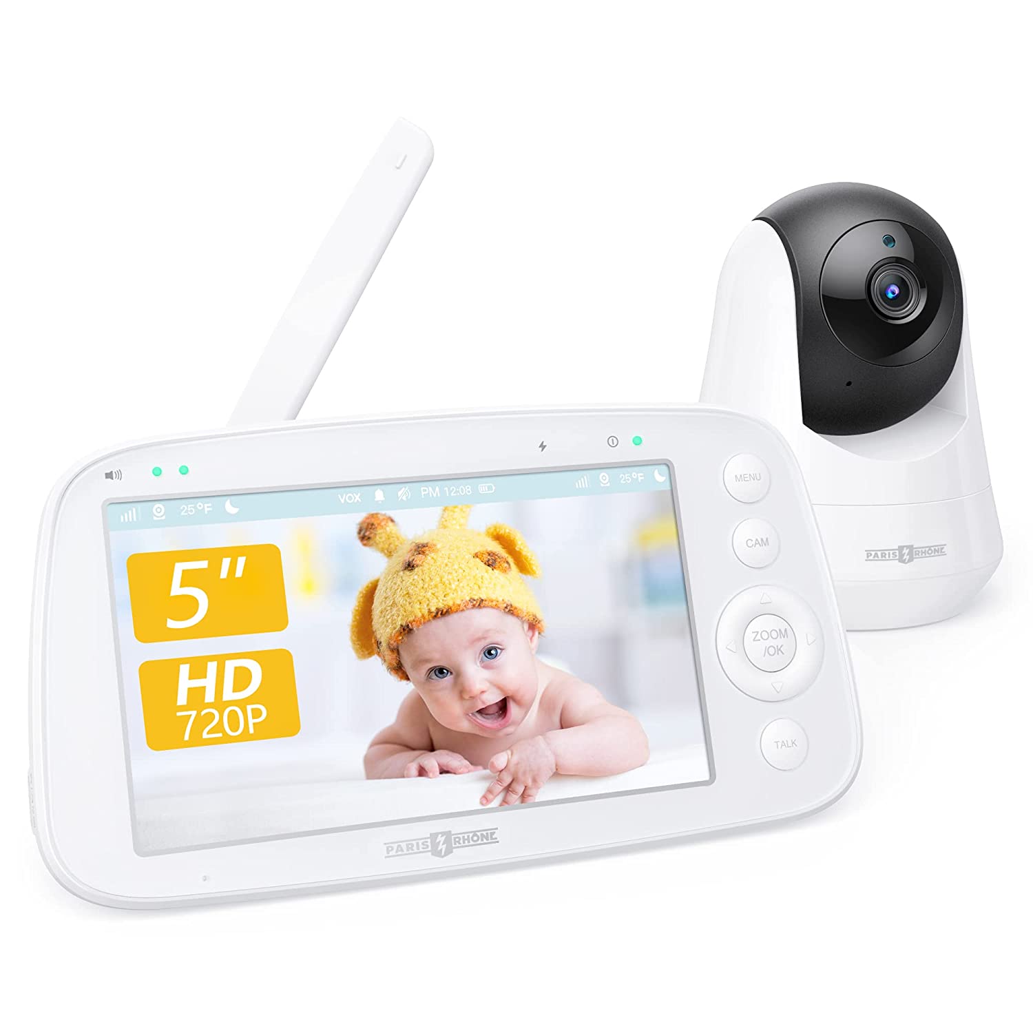 Paris Rh?ne 720P HD Baby Monitor IH003, Wide-Angle Monitoring,5 inch Display