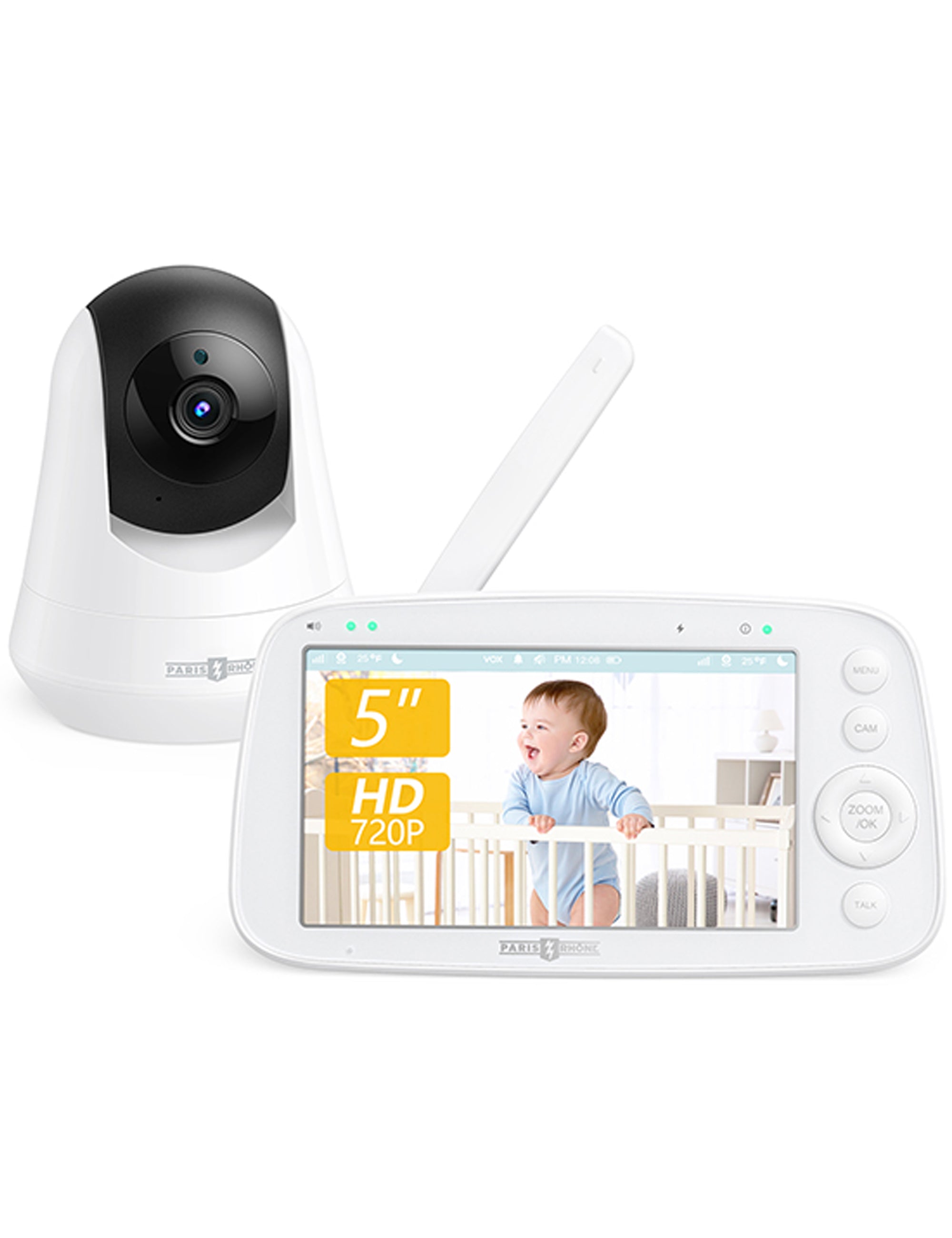 Paris Rh?ne 720P HD Baby Monitor IH003, Wide-Angle Monitoring,5 inch Display