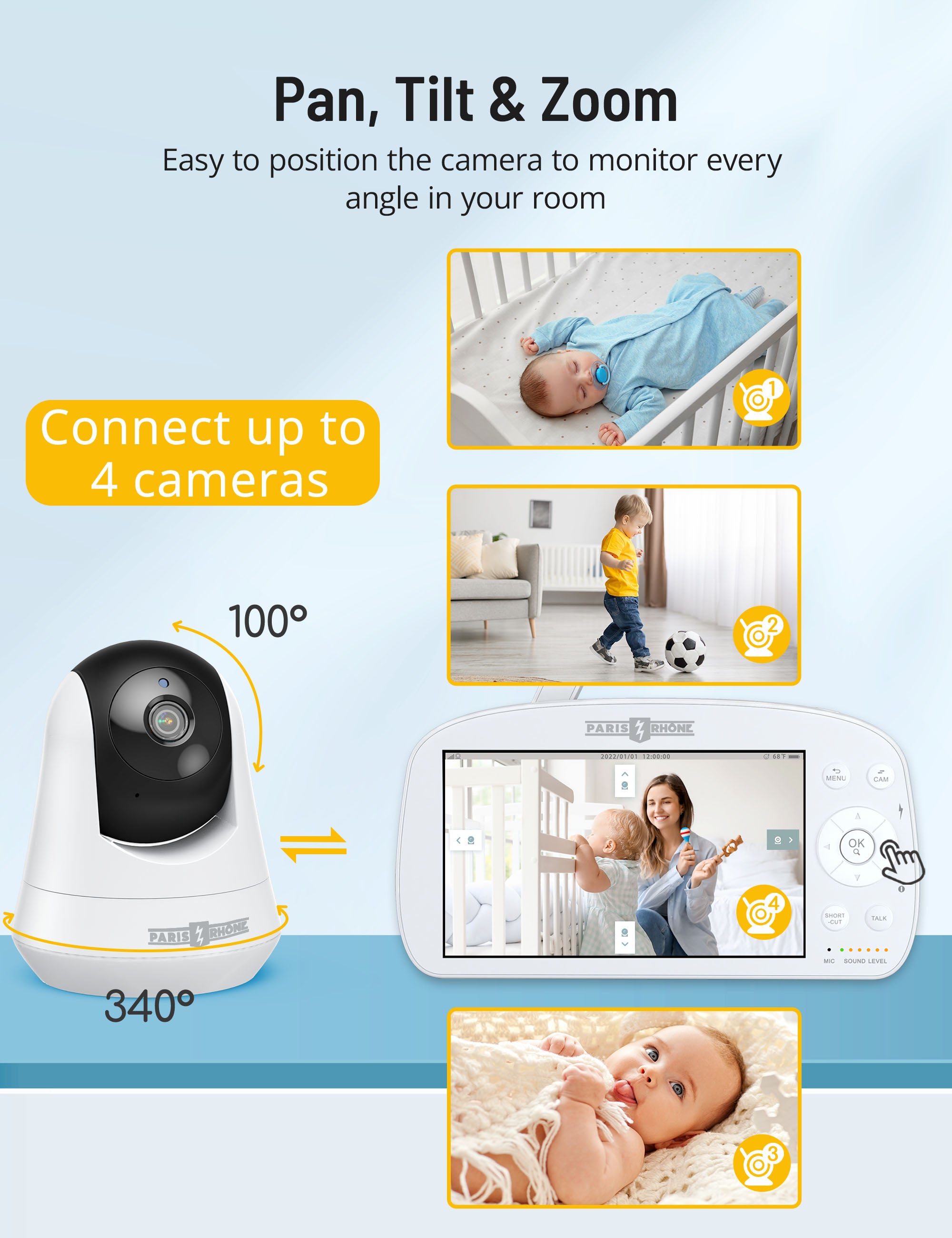 Paris Rh?ne 1080P Baby Monitor IH004, With Camera and Audio Split Screen