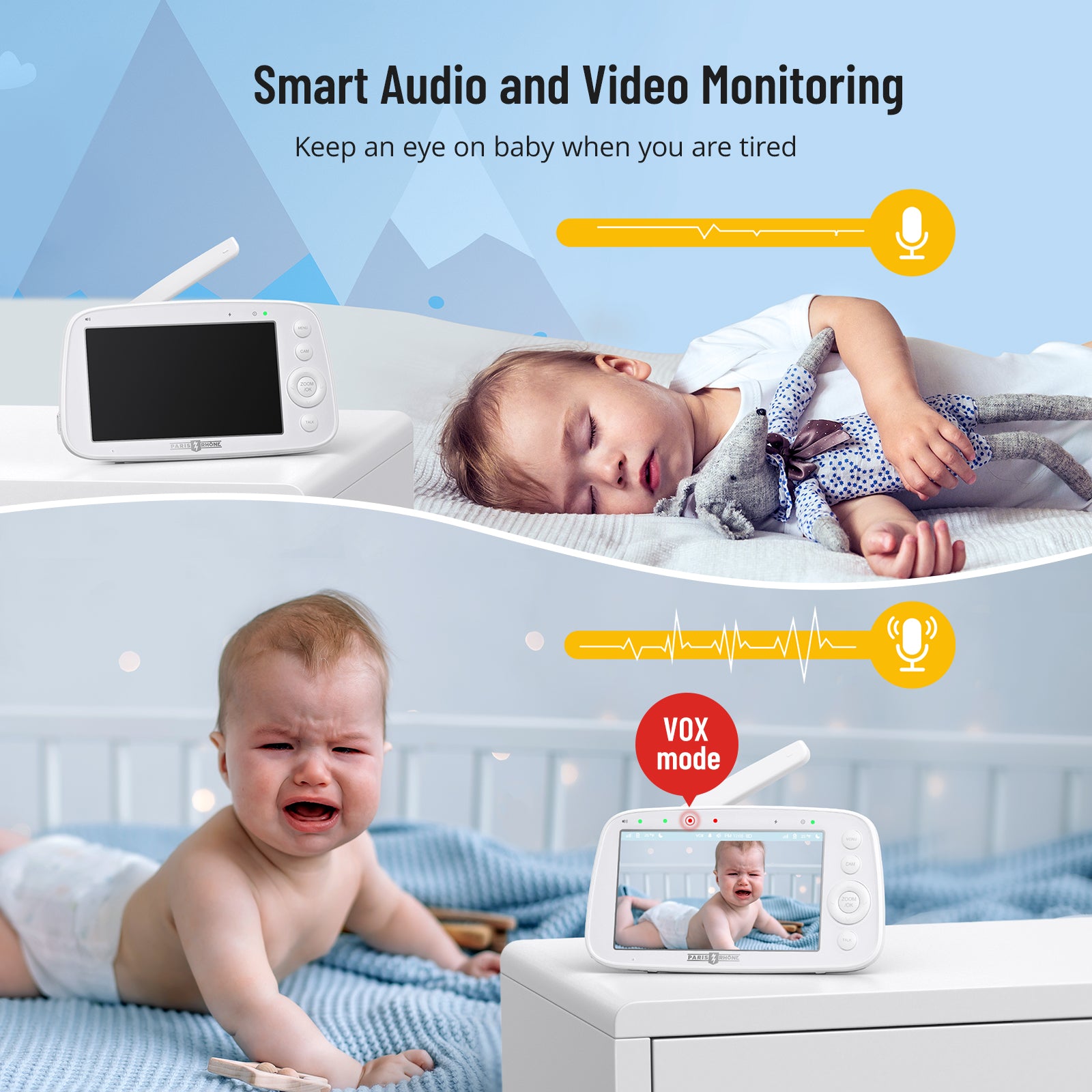 Paris Rh?ne 720P HD Baby Monitor IH003, Wide-Angle Monitoring,5 inch Display