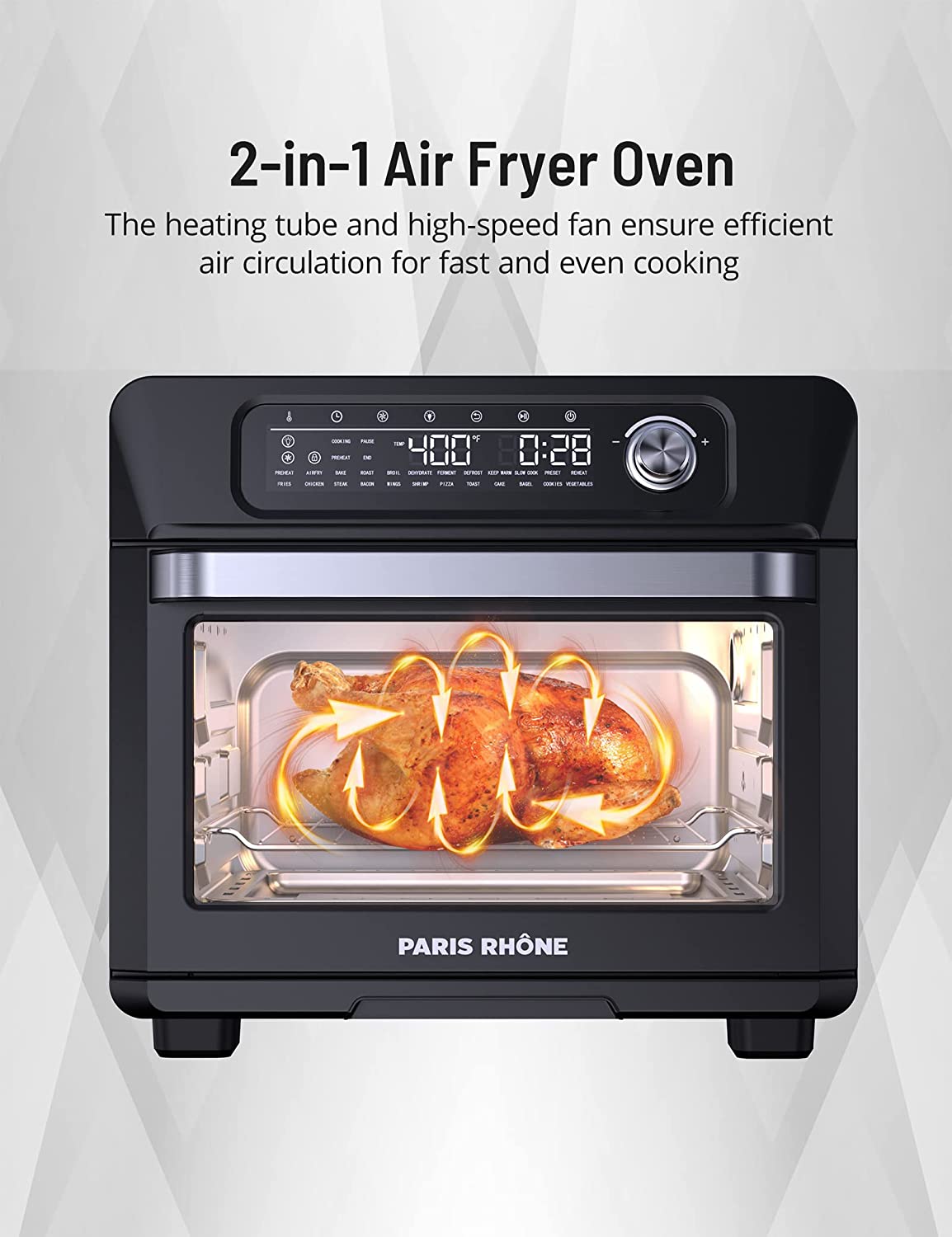 Paris Rh?ne Digital Air fryer Oven AF006, Combo 26QT for 12