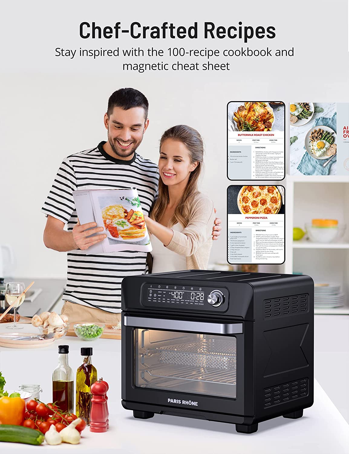 Paris Rh?ne Digital Air fryer Oven AF006, Combo 26QT for 12