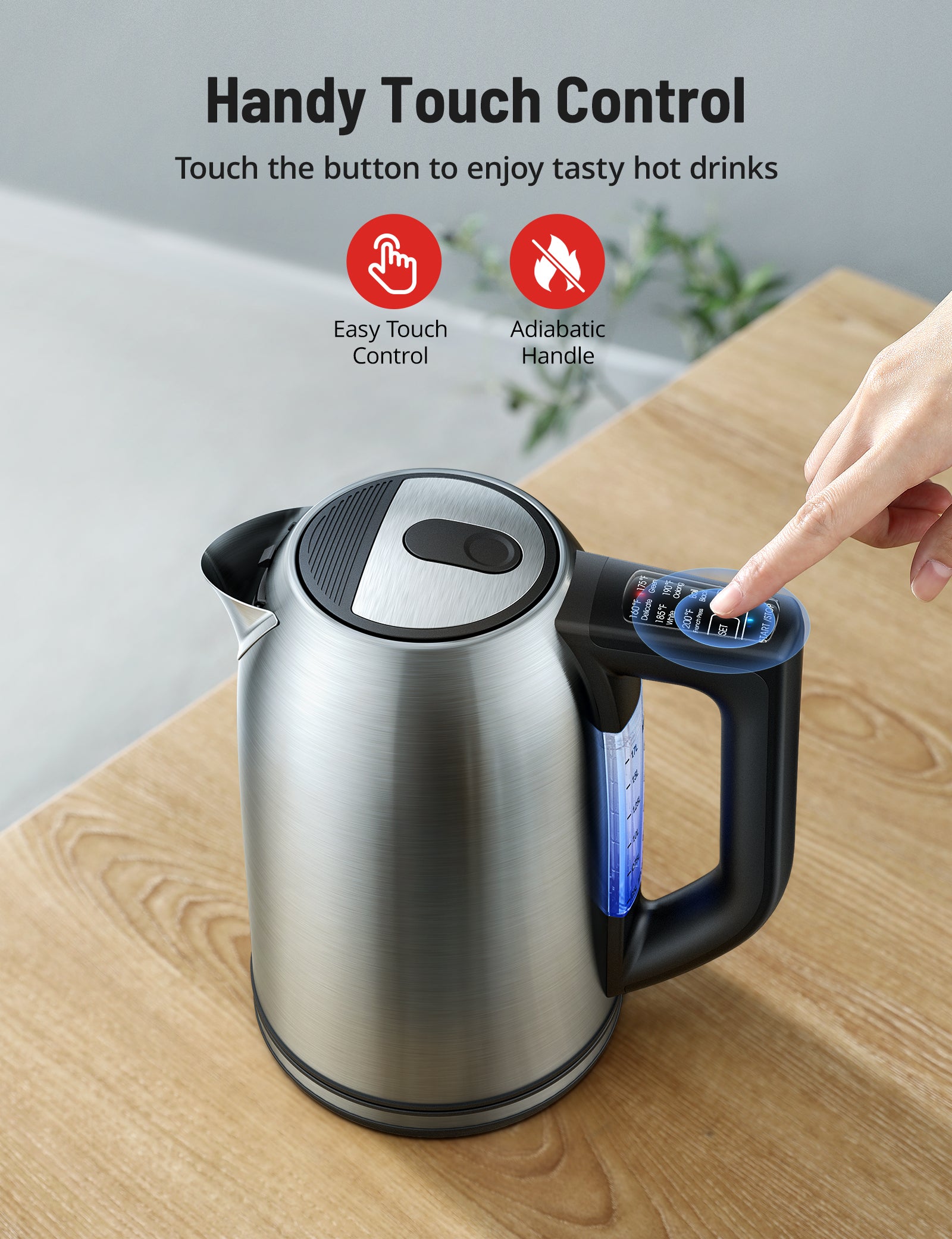 Paris Rh?ne 1.7L Electric Kettle EK008,1500W 6 Setting