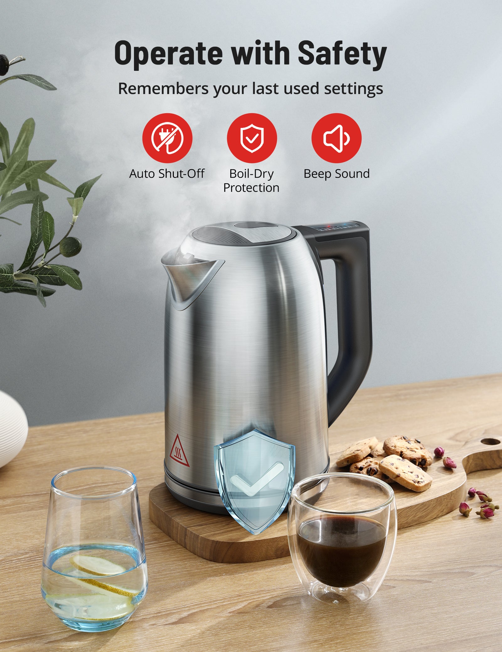 Paris Rh?ne 1.7L Electric Kettle EK008,1500W 6 Setting