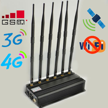 Desk 6 Antennas GPS WiFi UHF VHF Blocker GSM 3G 4G Mobile Phone Jammer