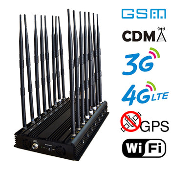 38W 16 Bands Adjustable Desktop Cell Phone Jammer GPS WIFI Blocker