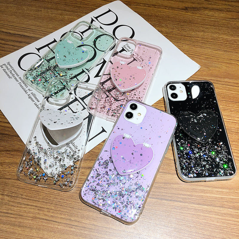 For Iphone Mirror Case, Glitter Bling Make Up Mirror Phone Case Back Cover For Iphone 11 12 Pro Max Xs Xr