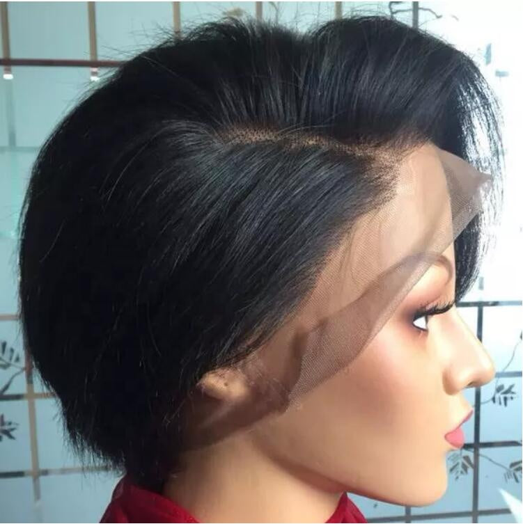 2023 Wholesale european short pixie cut wig 6 inch human hair wig, 13*4 lace frontal brazilian human hair wig cut short bob