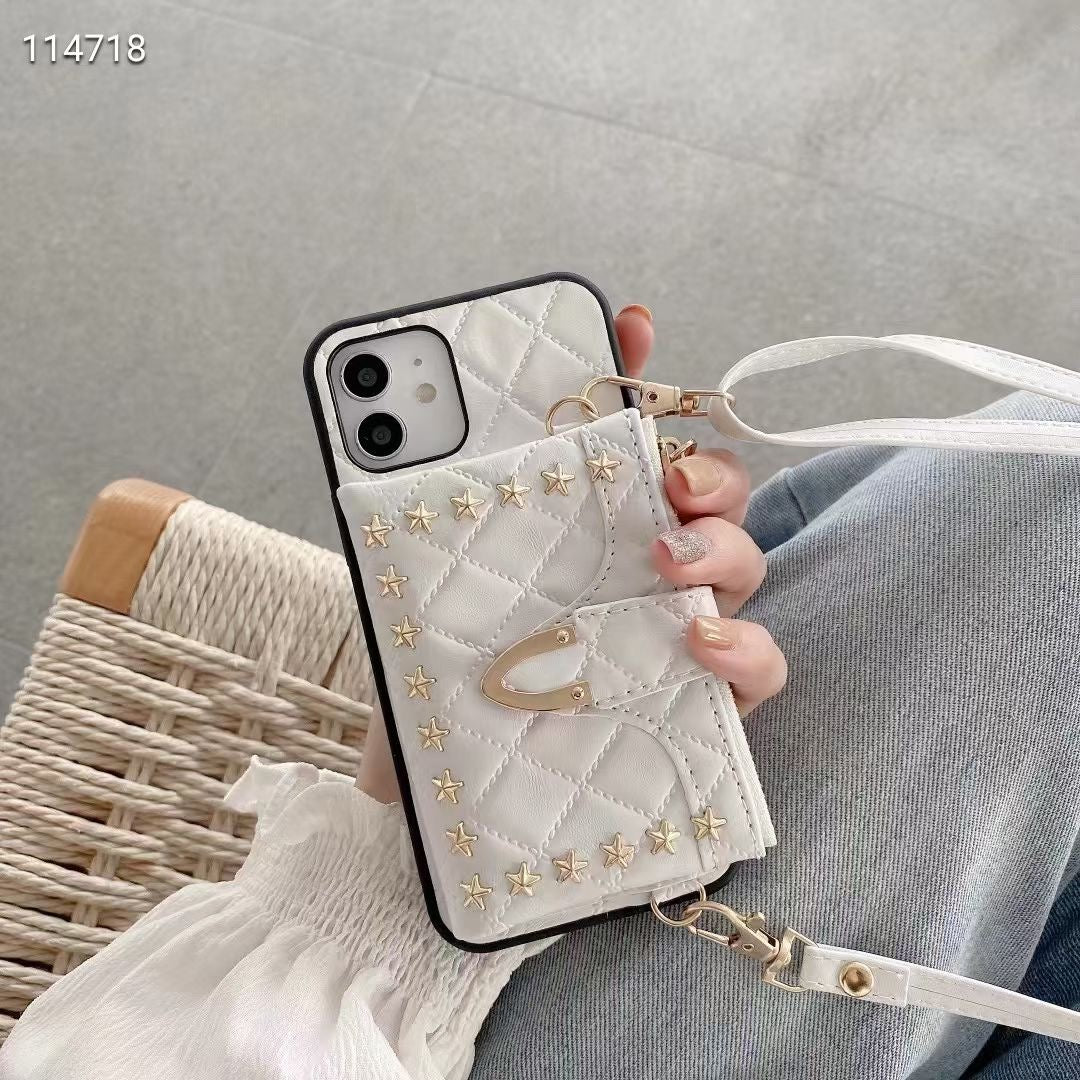 Luxury Envelope Card Slot Leather Phone Case For iPhone 11 Pro X XR XS MAX 7 8 Crossbody bag back cover with Lanyard