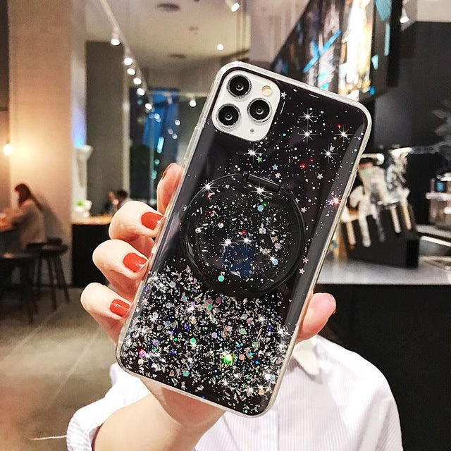 For Iphone Mirror Case, Glitter Bling Make Up Mirror Phone Case Back Cover For Iphone 11 12 Pro Max Xs Xr