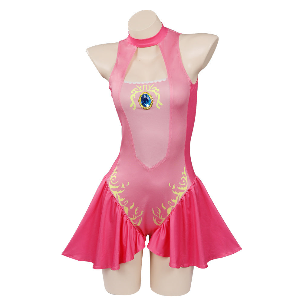 SeeCosplay Princess Peach Swimsuit Cosplay Costume Jumpsuit Swimwear Outfits Swimwear