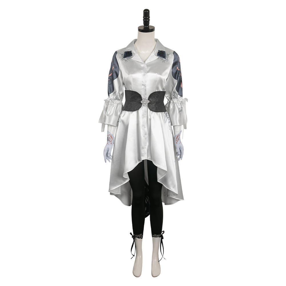 Game Tekken 8 (2024) Jun Kazama White Dress Set Outfits Cosplay Costume Halloween Carnival Suit