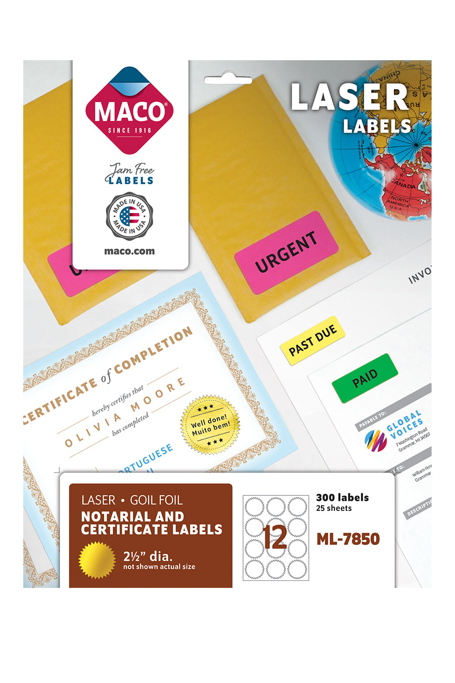 Laser Gold Foil Labels, 2-1/2