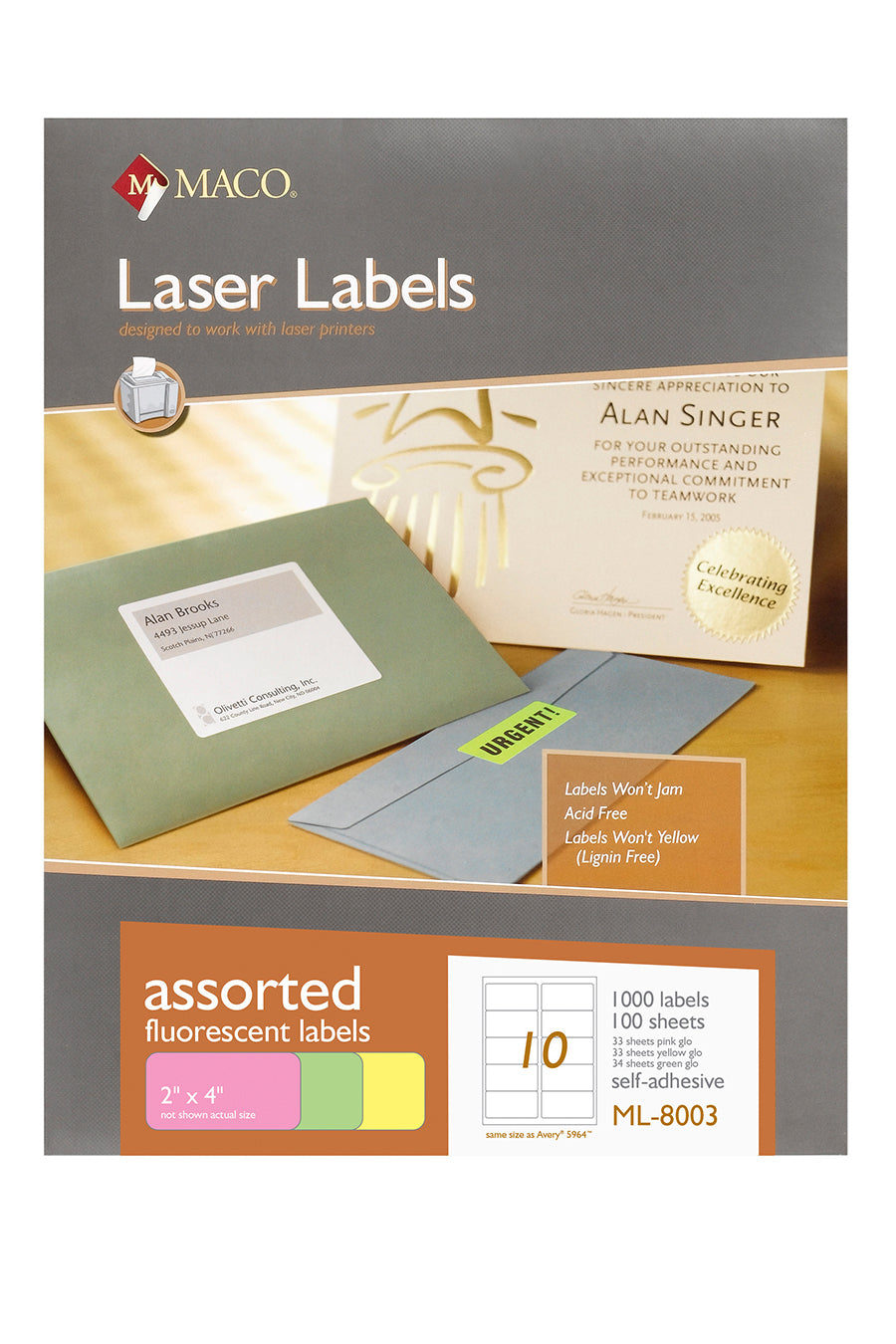 Laser Assorted Neon Labels, 2