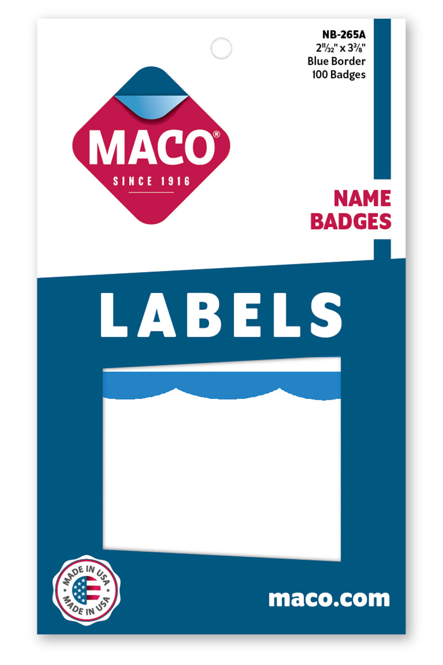 Blue Border Name Badges, 2-11/32