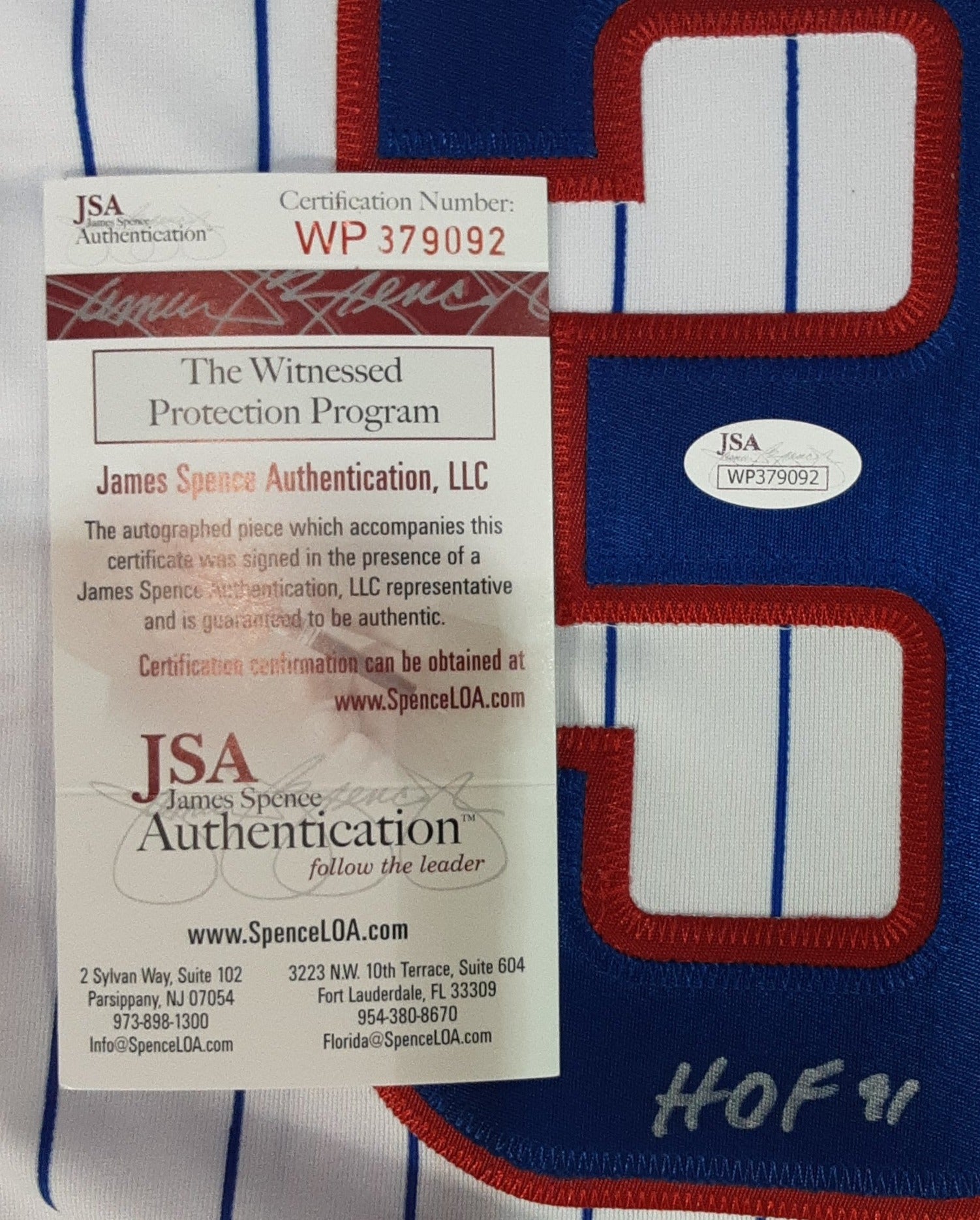 Fergie Jenkins Authentic Signed Pro Style Jersey Autographed JSA