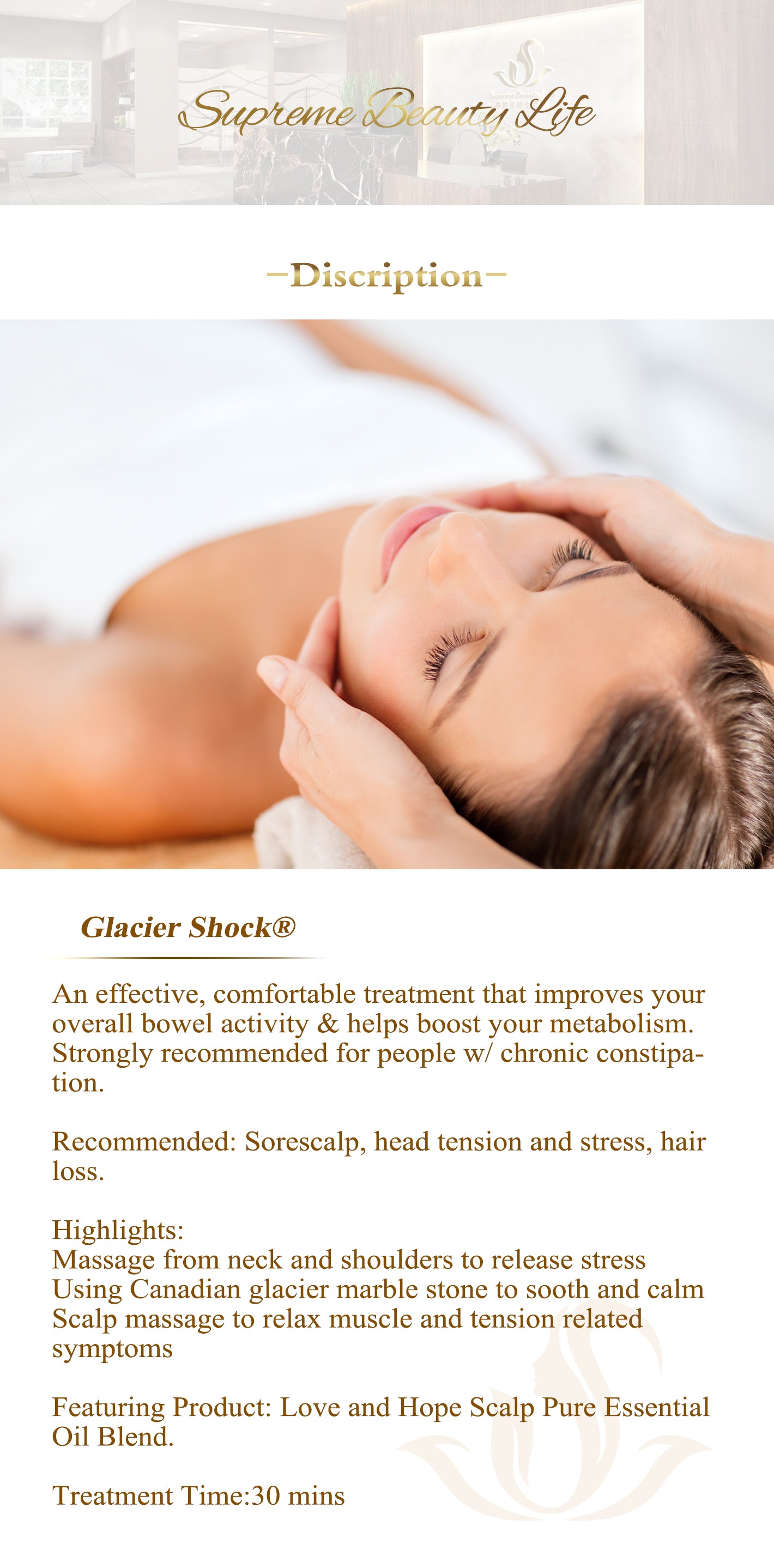 Head and neck massage, Duration 30 minutes