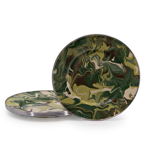 Camouflage Pattern Enamelware Sandwich or Salad Plate, 8.5