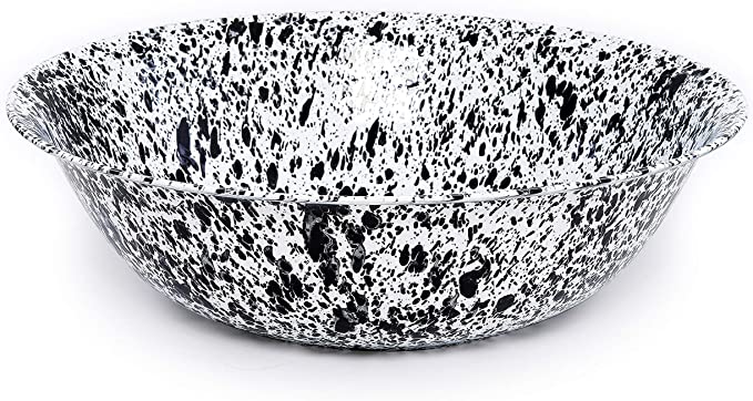 Enamelware Benson Basin, 32 Quart, Black/White Splatter