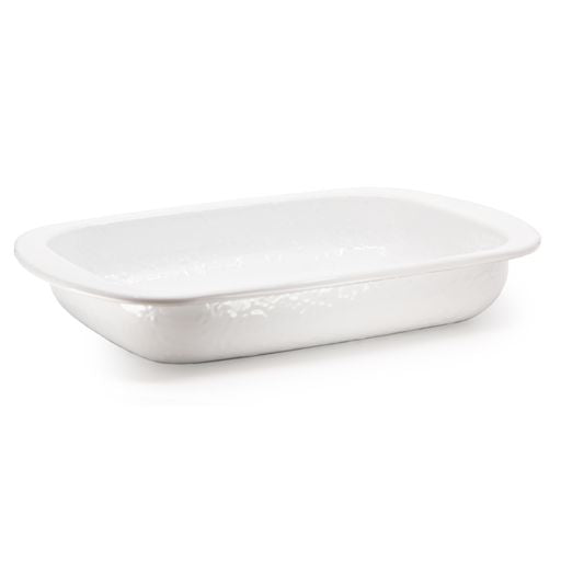 Baking Pan, Solid White Enamelware