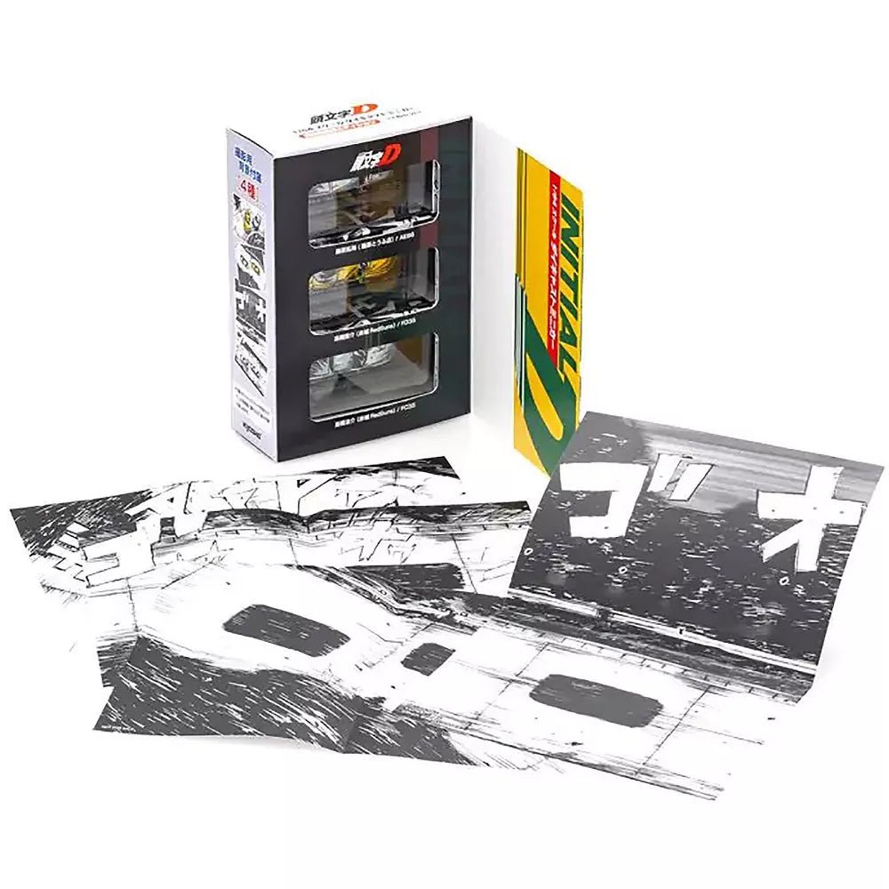 Initial D Comic Special Edition Manga Art 3 Car Set with Art Mats Kyosho 1:64