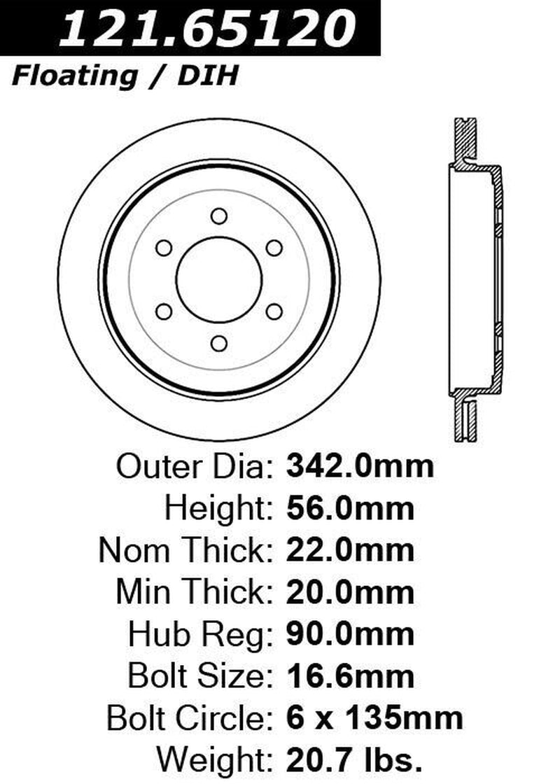 Centric Rear Disc Brake Rotor for Expedition, Navigator (121.65120)