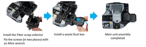 Attach the Fiber Scrap Collector Then attach Dust box - Splicermarket.com