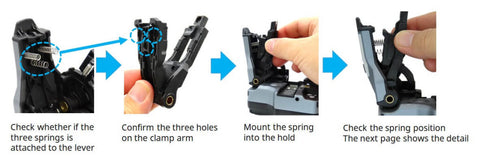 Insert the spring into the hole of the new clamp arm - Splicermarket.com