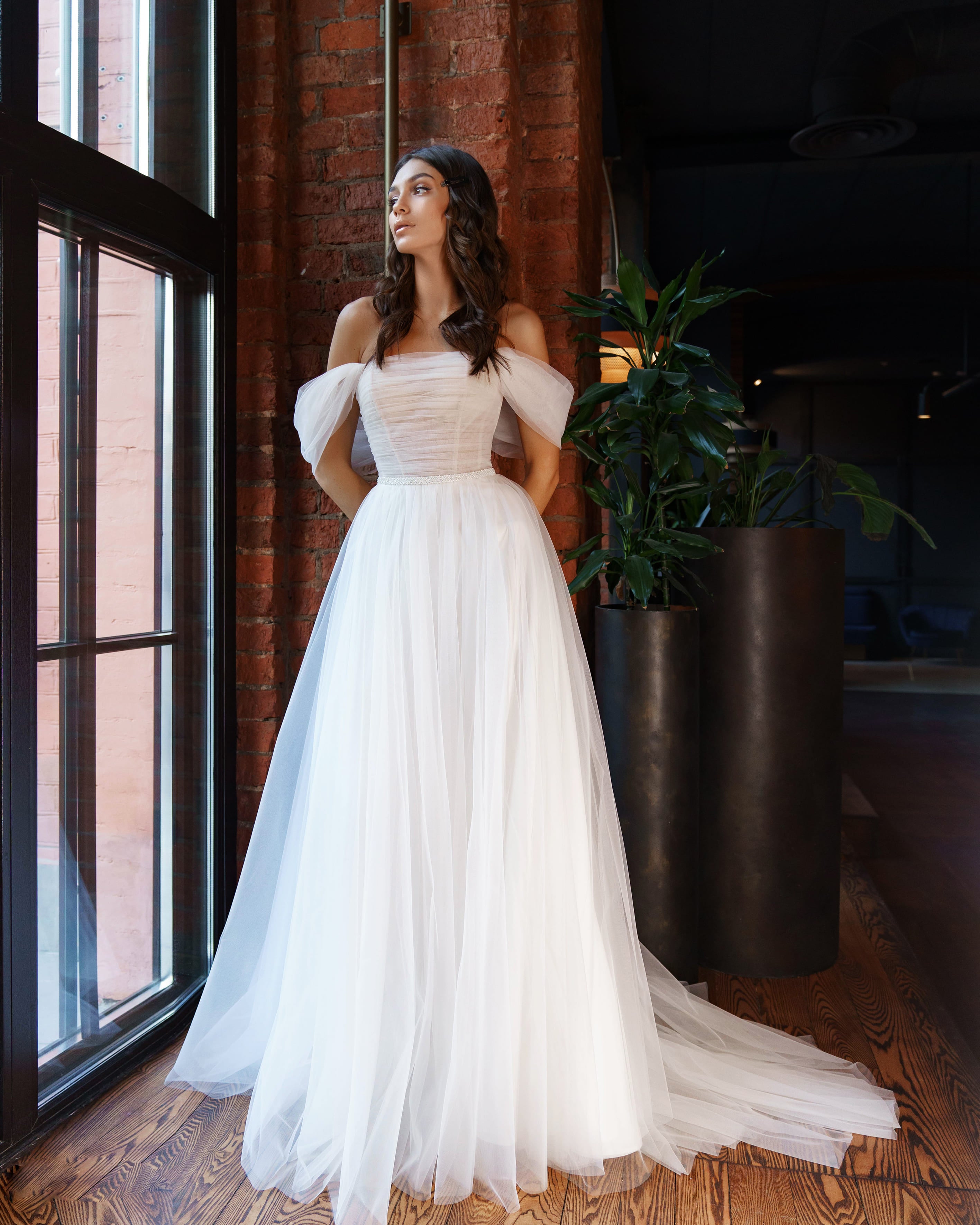 A-line Wedding Dress with Lowered Straps Sonya Soley Colleen