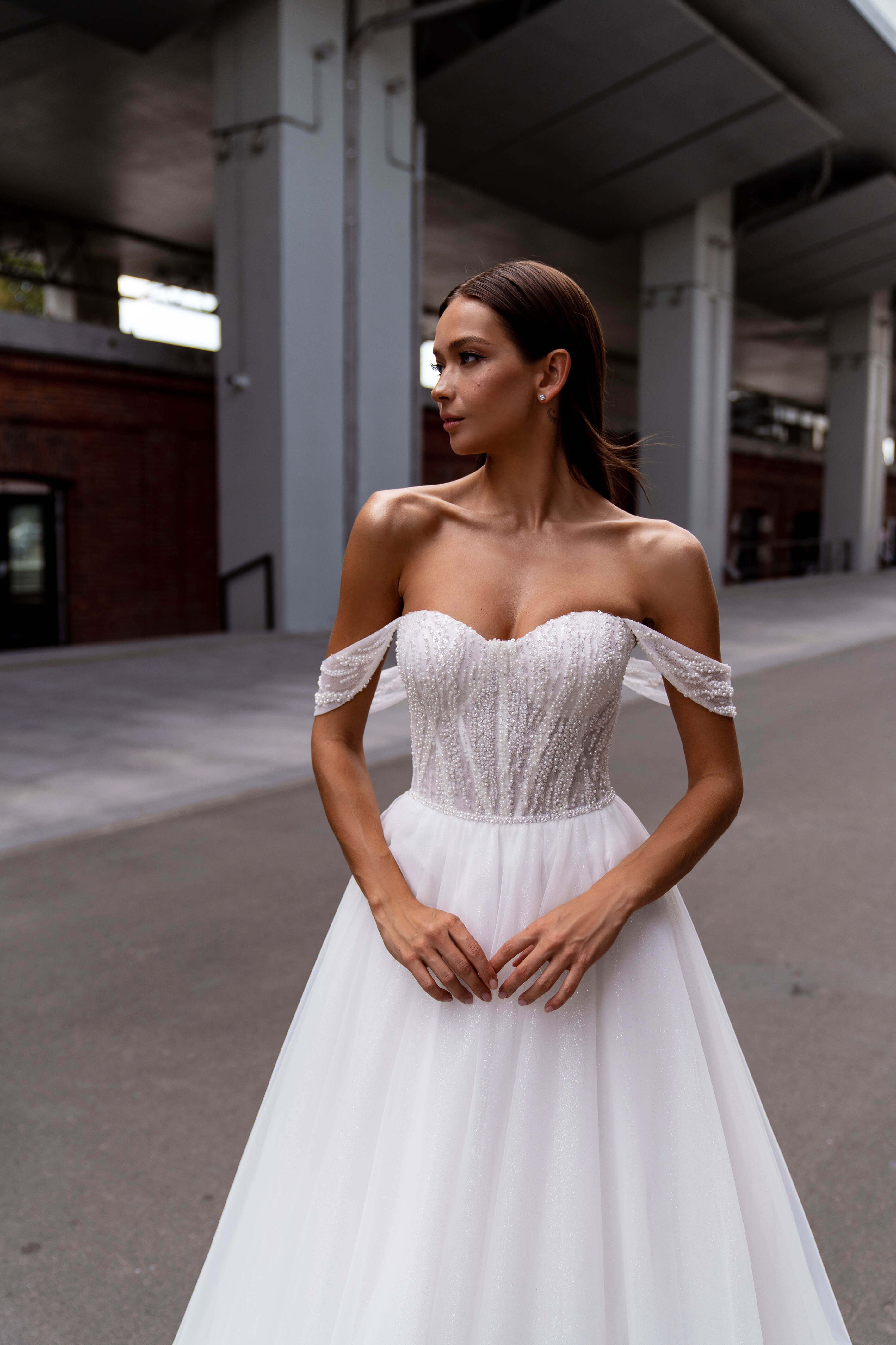 A-line Wedding Dress in Tulle with Beaded Corset Sonesta Sybill