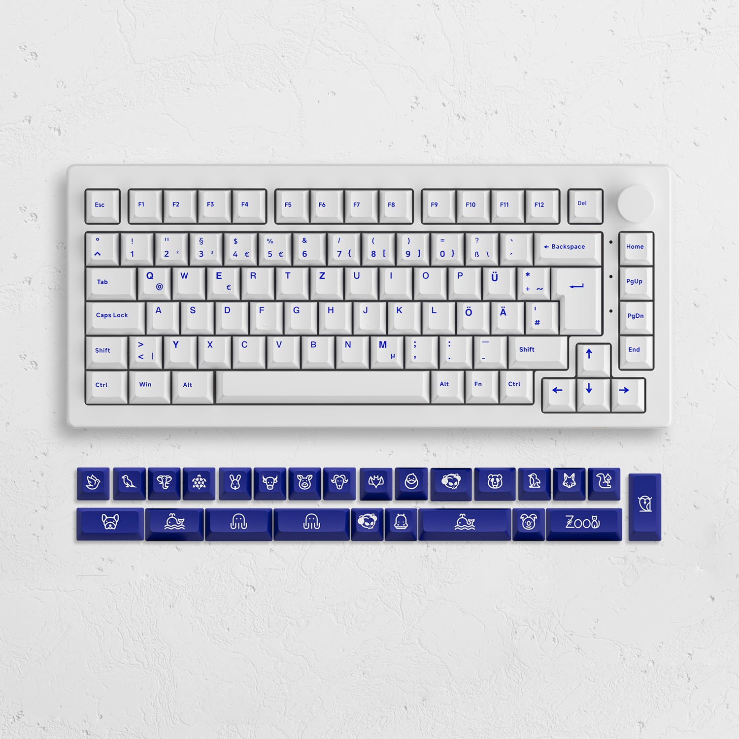 Akko 5075B Plus Blue on White 75% ISO-DE Layout Mechanical