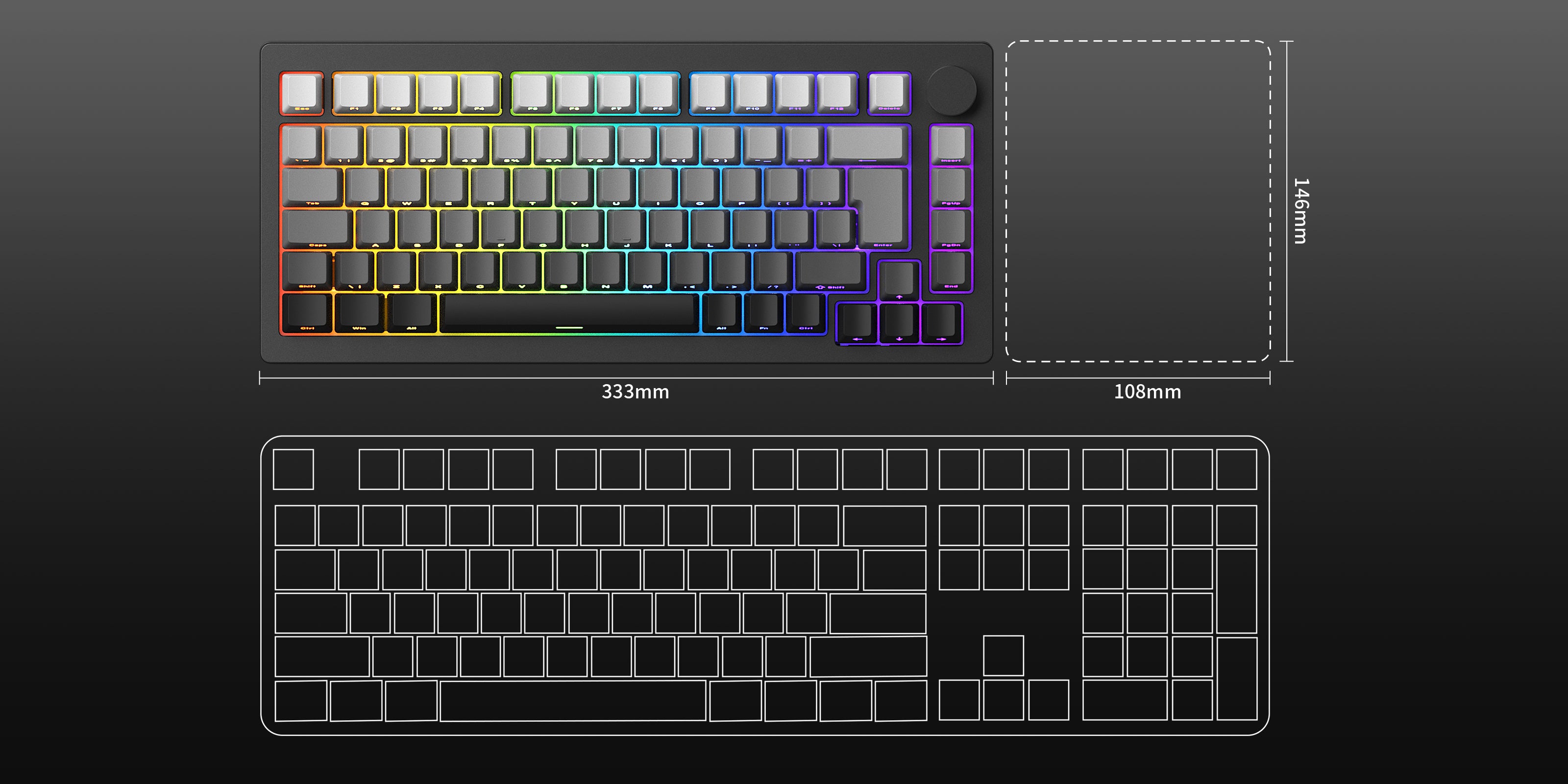 MonsGeek M1W HE-SP ゲーミングキーボード 紫 ラピットトリガー MonsGeek M1W HE-SP ゲーミングキーボード 紫 ラピットトリガー