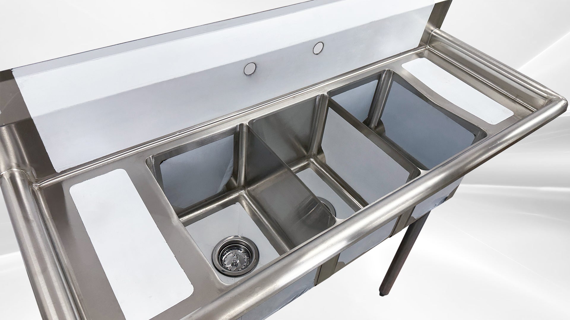 C3T101410-10LR 50 ins Stainless Steel 3 Compartment Sink NSF