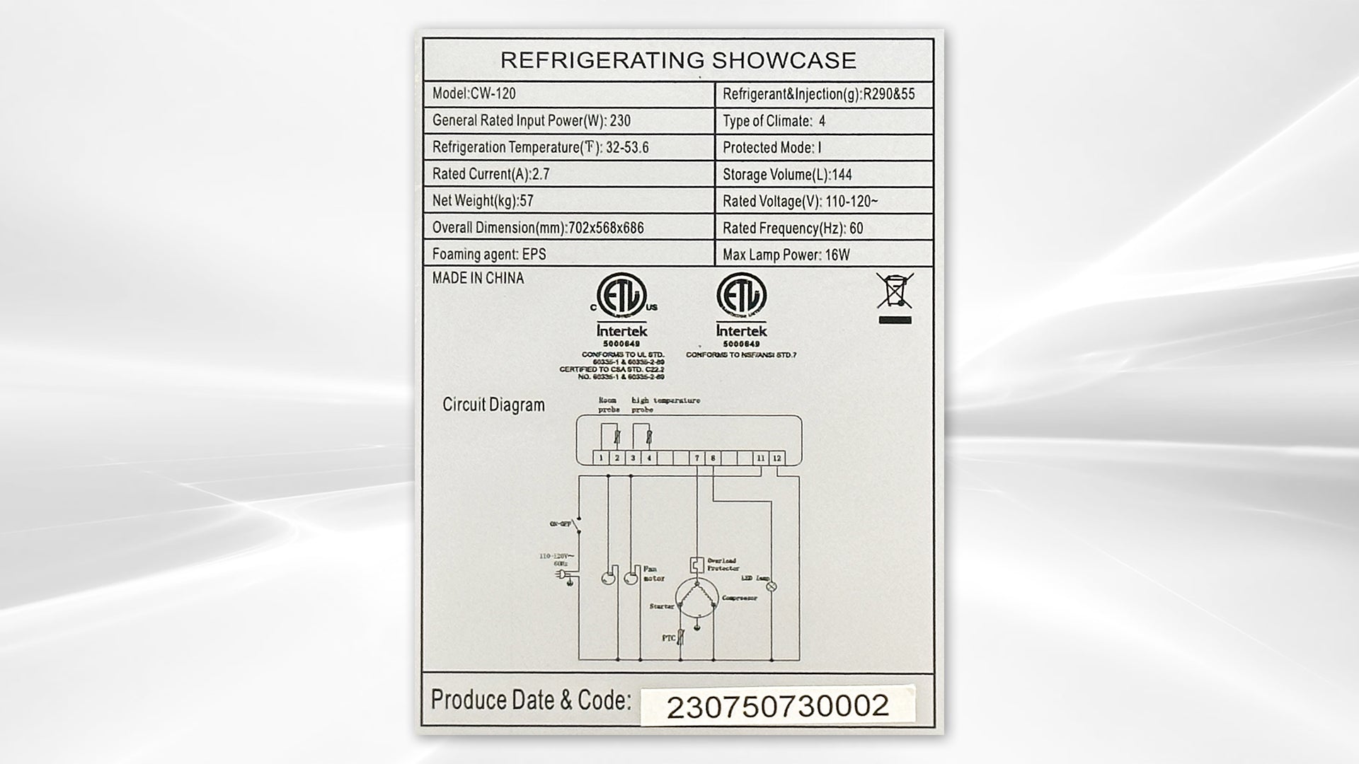 Black Refrigerated Countertop Bakery Display Case NSF CW120720