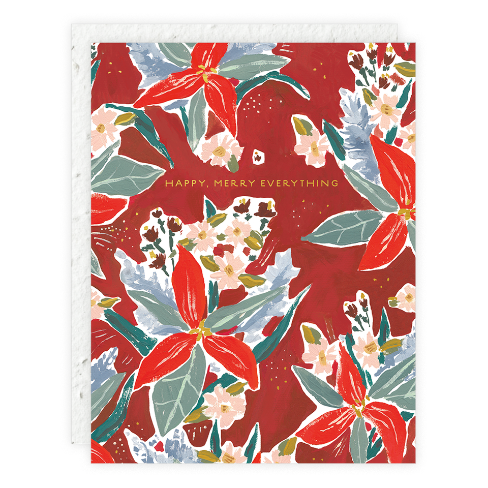Red Poinsettia Holiday Card