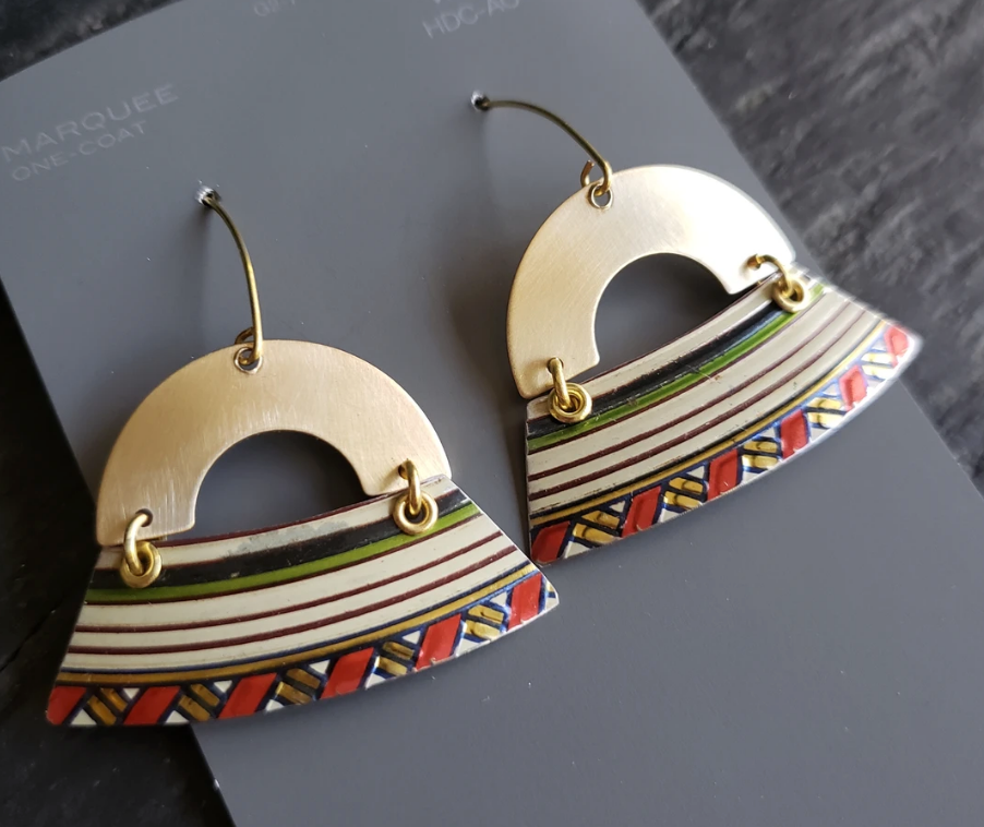 Verdilune | Striped Repurposed Tin Earring